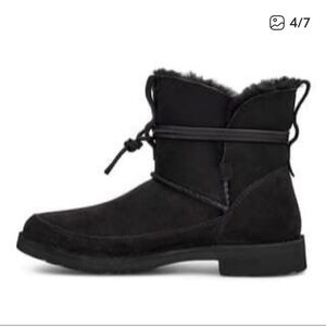 UGG‎ Esther Black Ankle Boots with Fur Trim